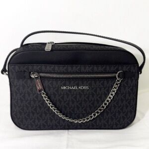 Michael Kors✨NWT✨Jet Set Large Crossbody Black MK Logo Everyday Travel Bag